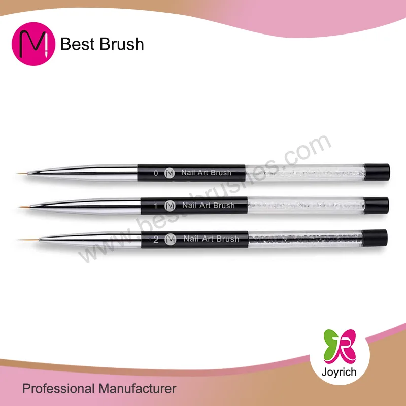 Black Metal Clear Crystal Nail Art Brush