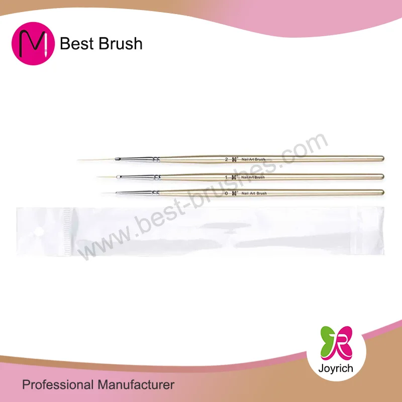 Golden Wooden Handle Nail Art Brush Set